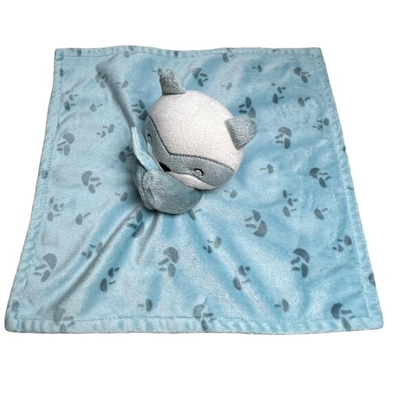 Modern Moments Gerber Raccoon Lovey Security Blanket Light Blue Mushrooms 11" - Picture 3 of 7